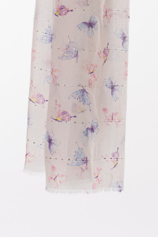 Scattered butterfly sequin detail scarf