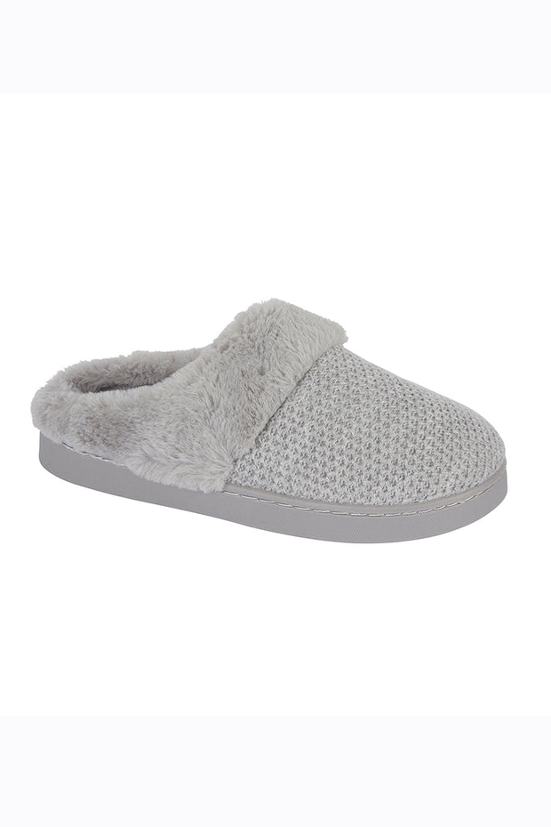 Faux Fur Trim Slip On Slipper