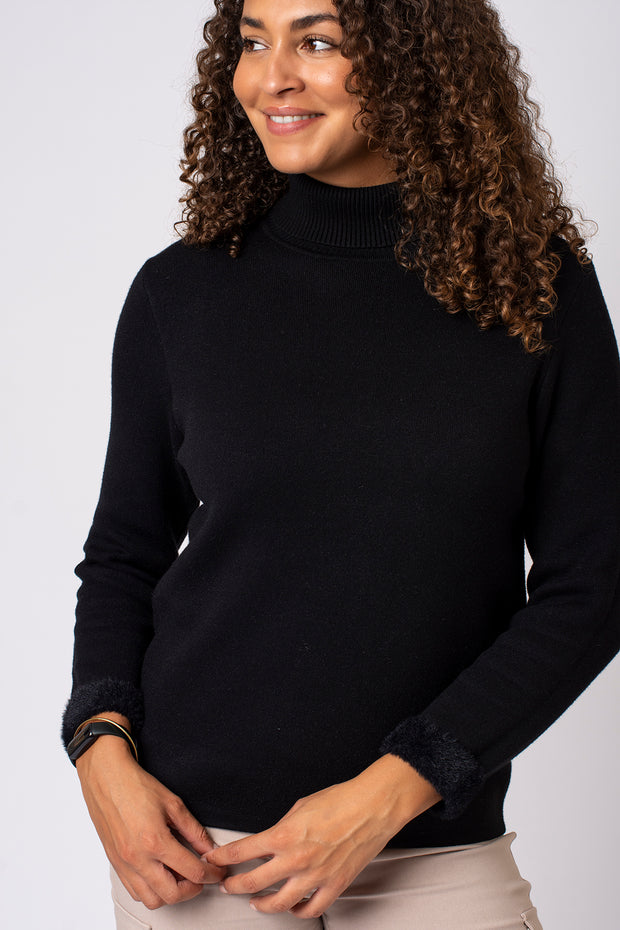 Fleece Lined Polo Neck Jumper