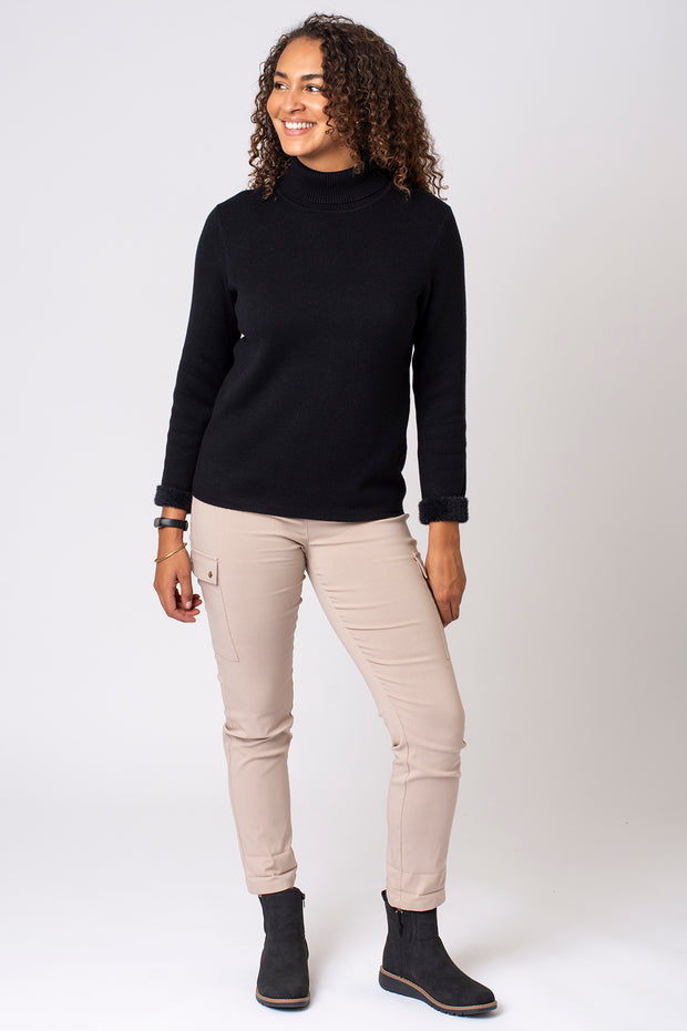 Fleece Lined Polo Neck Jumper