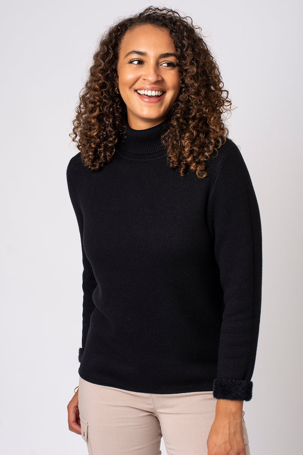 Fleece Lined Polo Neck Jumper