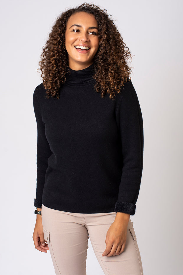Fleece Lined Polo Neck Jumper