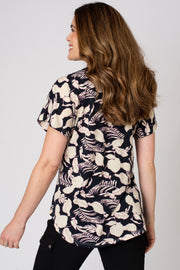Floral Jersey Pleat Front Tee