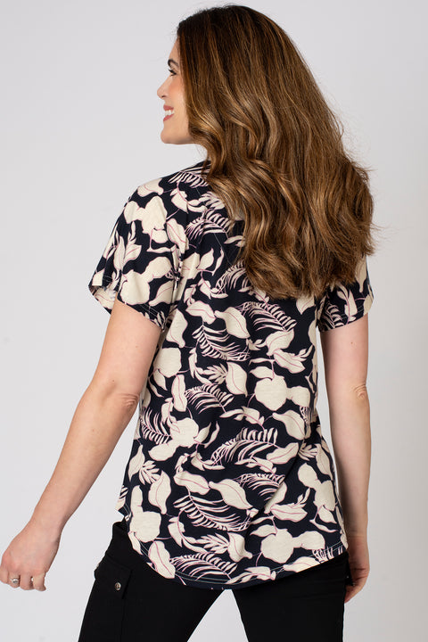 Floral Jersey Pleat Front Tee