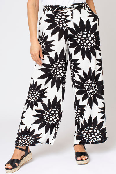 Floral Linen Mix Wide Leg Trouser