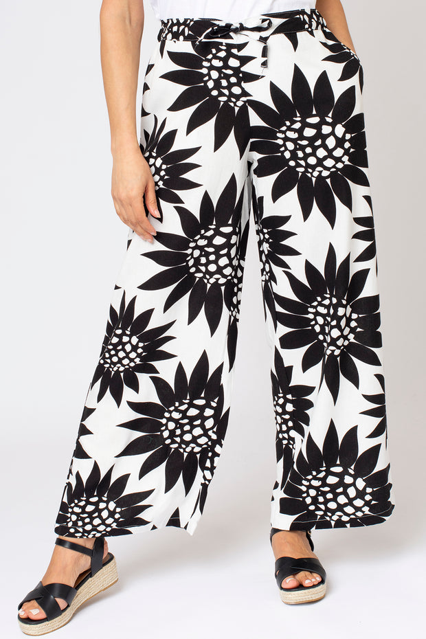 Floral Linen Mix Wide Leg Trouser