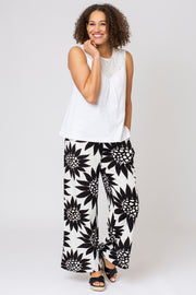 Floral Linen Mix Wide Leg Trouser