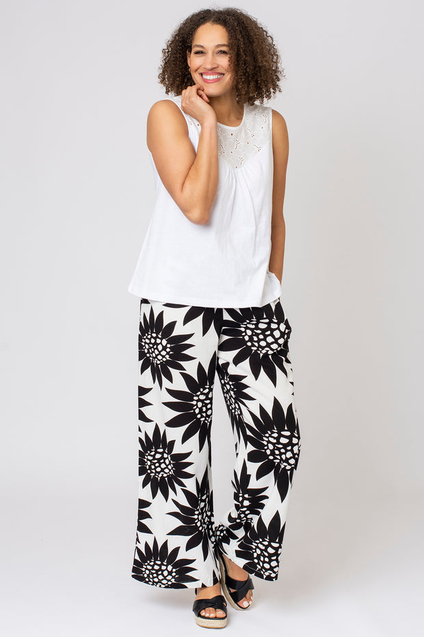 Floral Linen Mix Wide Leg Trouser