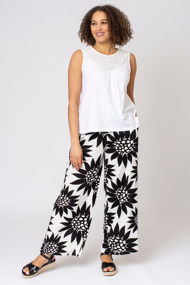 Floral Linen Mix Wide Leg Trouser