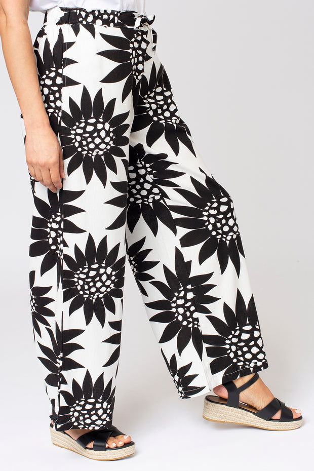 Floral Linen Mix Wide Leg Trouser