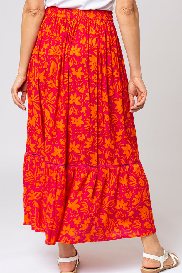 Floral Printed Crinkle Skirt