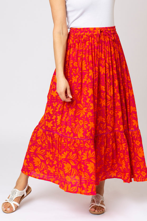 Floral Printed Crinkle Skirt