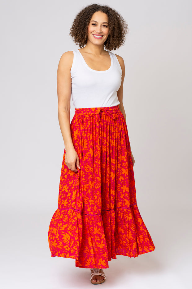 Floral Printed Crinkle Skirt