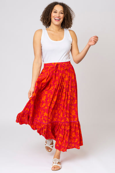 Floral Printed Crinkle Skirt