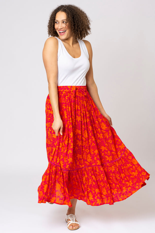 Floral Printed Crinkle Skirt