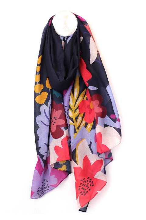 Floral Blooms Border Scarf