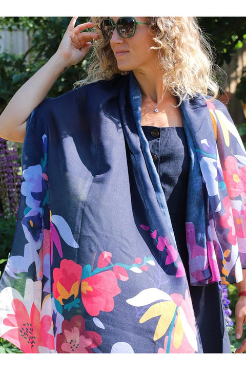 Floral Blooms Border Scarf