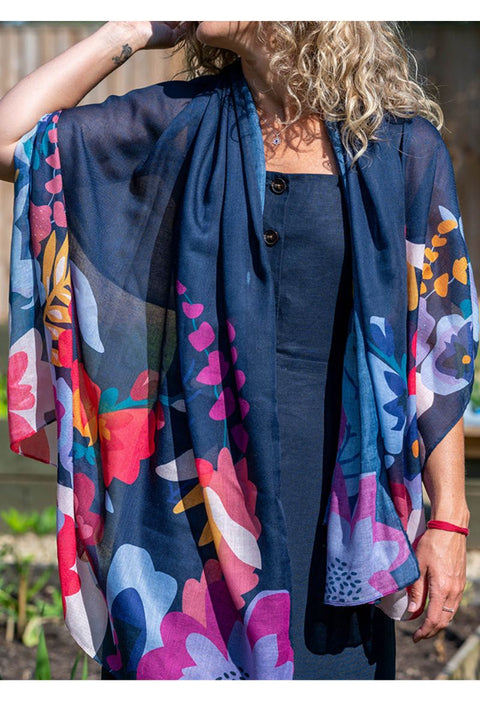 Floral Blooms Border Scarf
