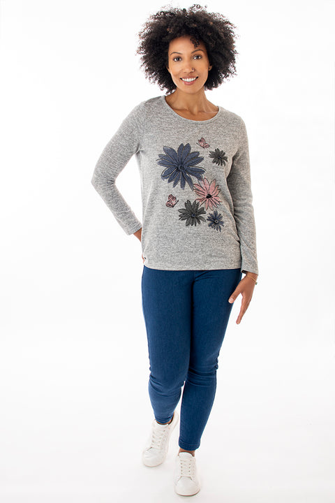 Flower placement print top