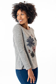 Flower placement print top