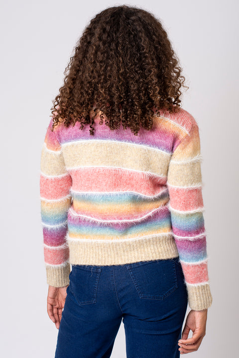 Fluffy Ombre Stripe Cardigan