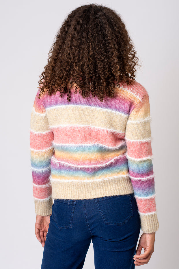Fluffy Ombre Stripe Cardigan