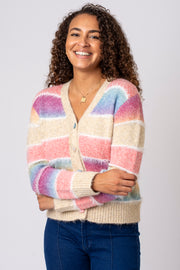 Fluffy Ombre Stripe Cardigan
