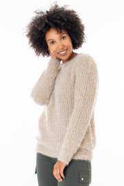 Fluffy yarn plain jumper