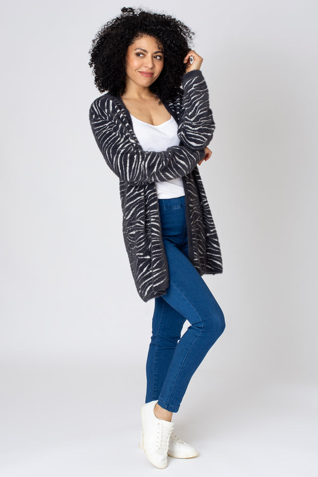 Fluffy Zebra Cardigan
