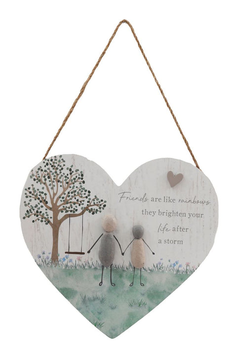 Friends Pebble Heart Hanging Plaque