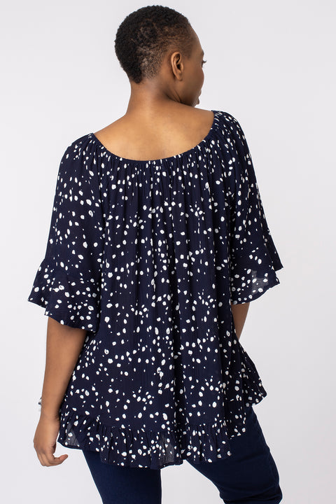 Frill sleeve dalmatian spot top