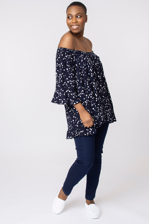 Frill sleeve dalmatian spot top