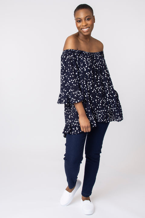 Frill sleeve dalmatian spot top