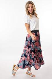Geo print pleated skirt