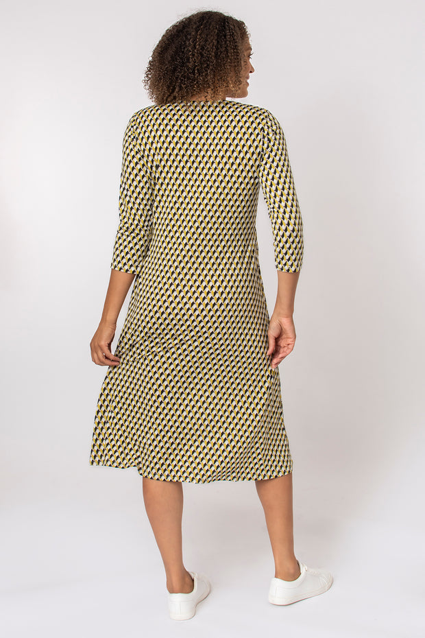 Geo V Neck Midi Dress