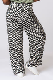 Geo print wide leg utility trousers