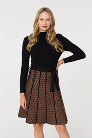 Geometric Tie Detail Knitted Dress