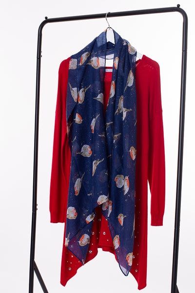 Glitter robin print scarf