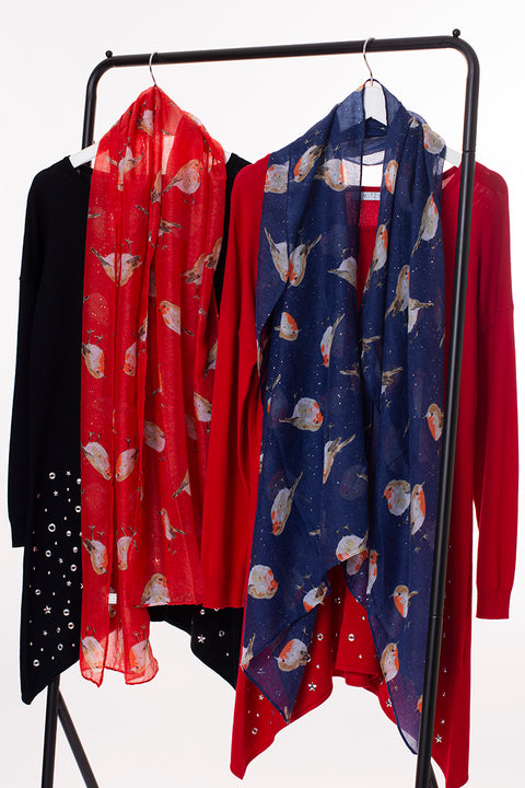 Glitter robin print scarf