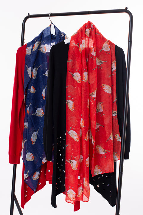 Glitter robin print scarf