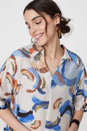 Graphic Arch Print Collar Top