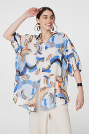 Graphic Arch Print Collar Top