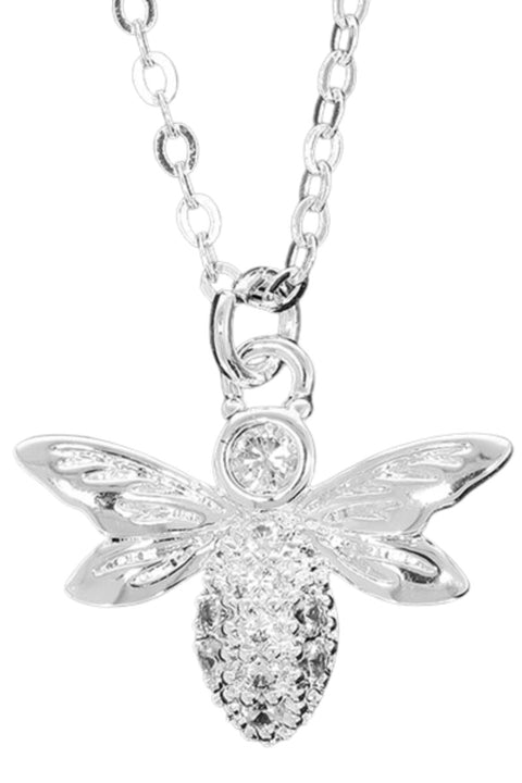 Honey Bee Sparkle Silver Plated Necklace