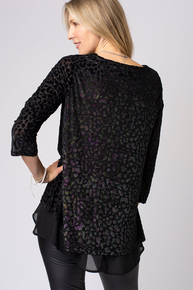Iridescent Burnout Animal Layered Top