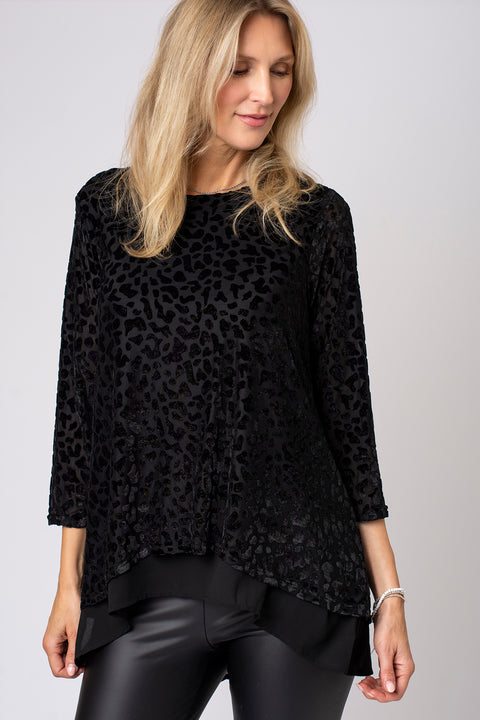 Iridescent Burnout Animal Layered Top