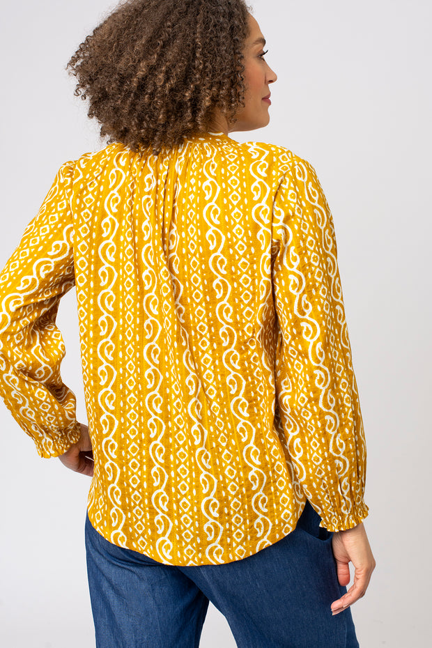 Jacquard Printed Button Through Blouse