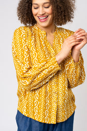 Jacquard Printed Button Through Blouse