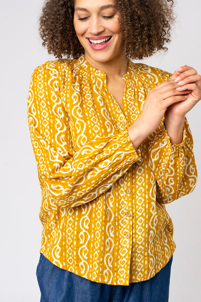Jacquard Printed Button Through Blouse