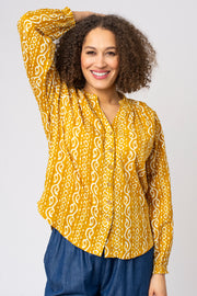 Jacquard Printed Button Through Blouse