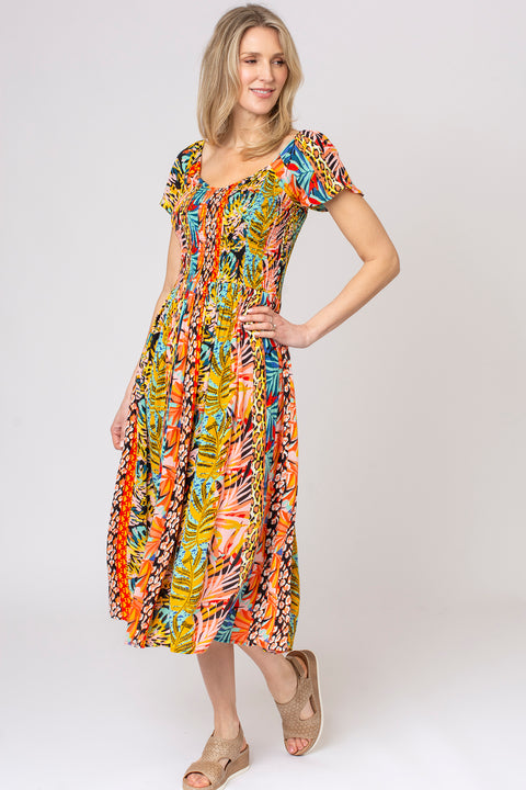 Jungle V Neck Crinkle Dress